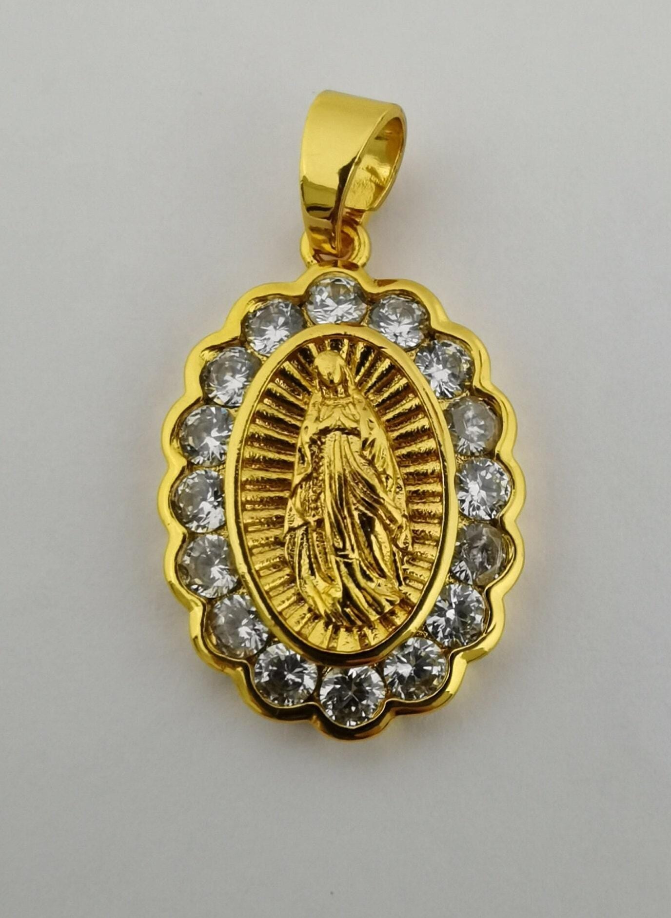Gold filled holy mary oval pendants i-737