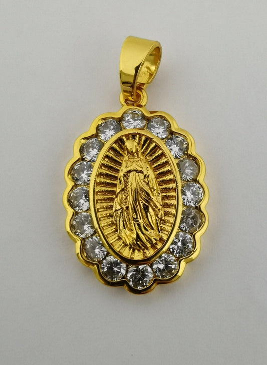 Gold filled holy mary oval pendants i-737