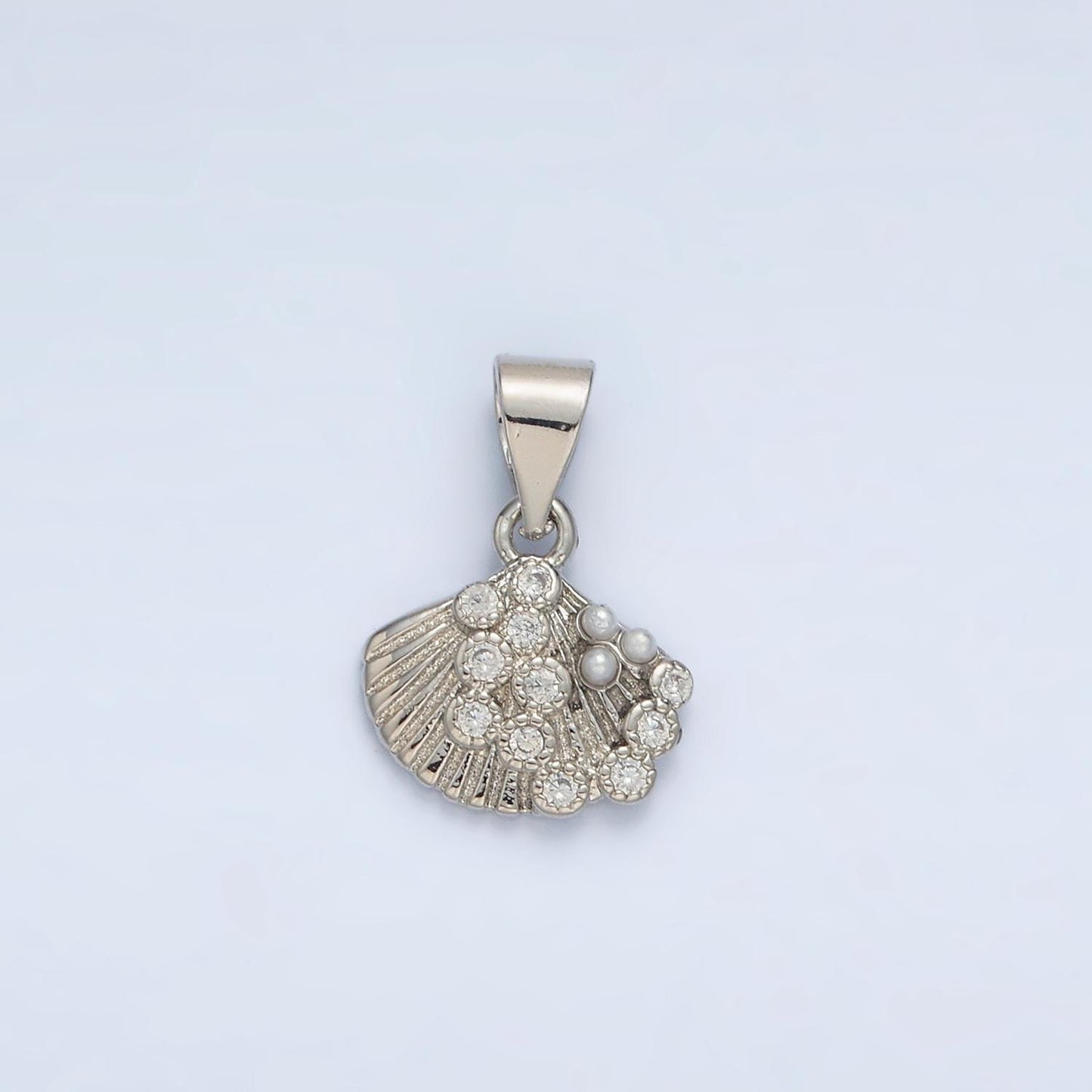 Dainty pearl shell dangle charm tiny pearl vintage seashell pendant jewelry making in 14k gold filled for jewelry making supply i718
