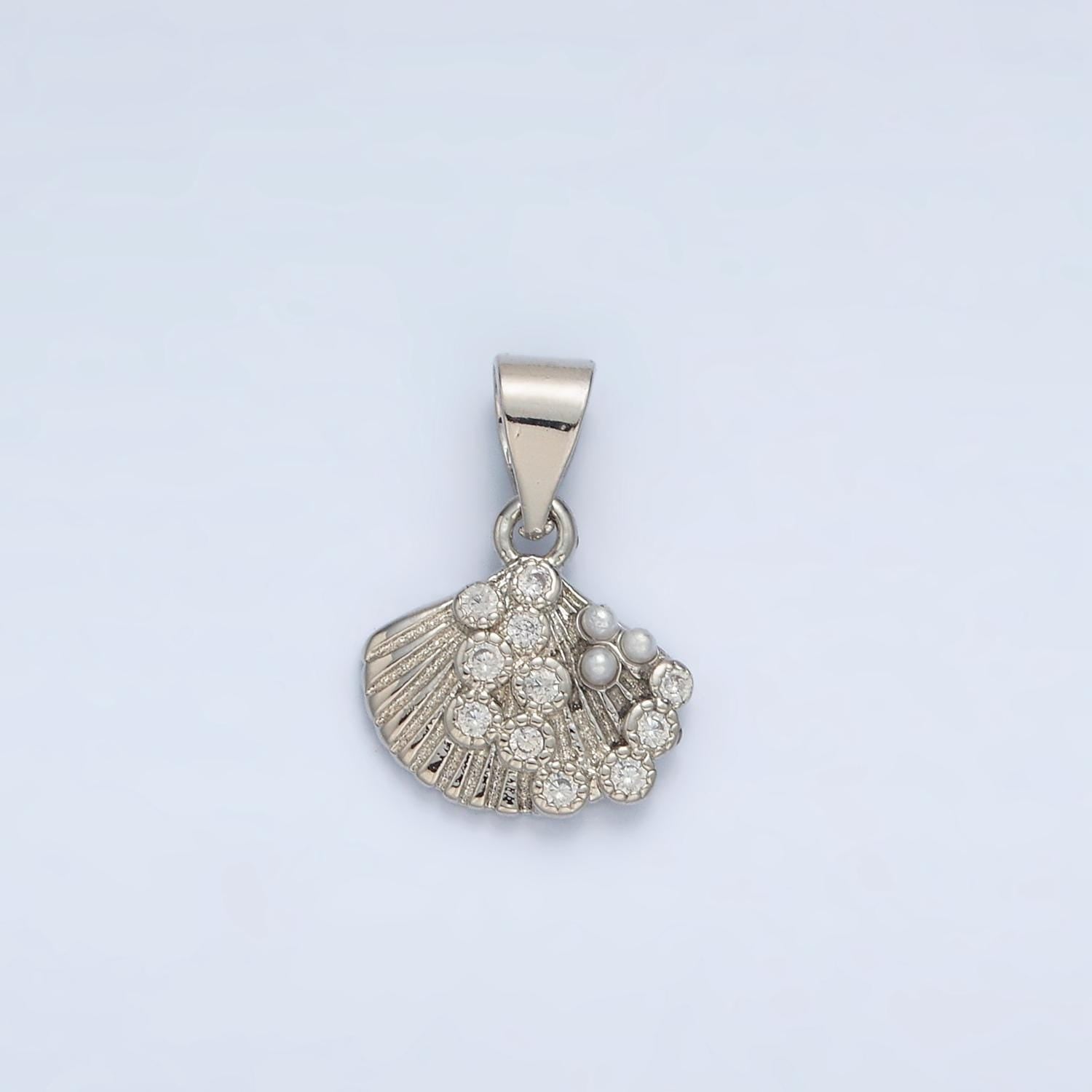 Dainty pearl shell dangle charm tiny pearl vintage seashell pendant jewelry making in 14k gold filled for jewelry making supply i718