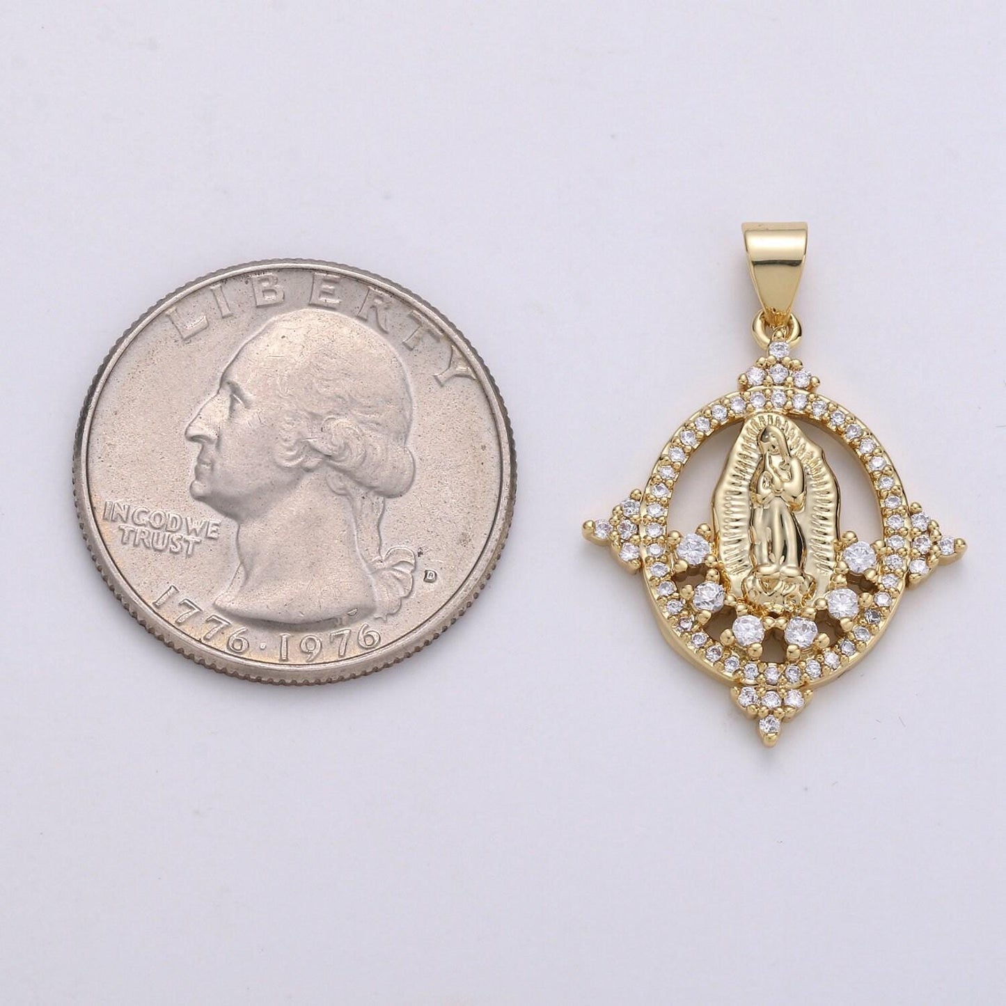 14k gold filled micro pave cz charm,bless mother virgin pendant,cluster cz pendant craft supplies for necklace bracelet jewelry making i-699