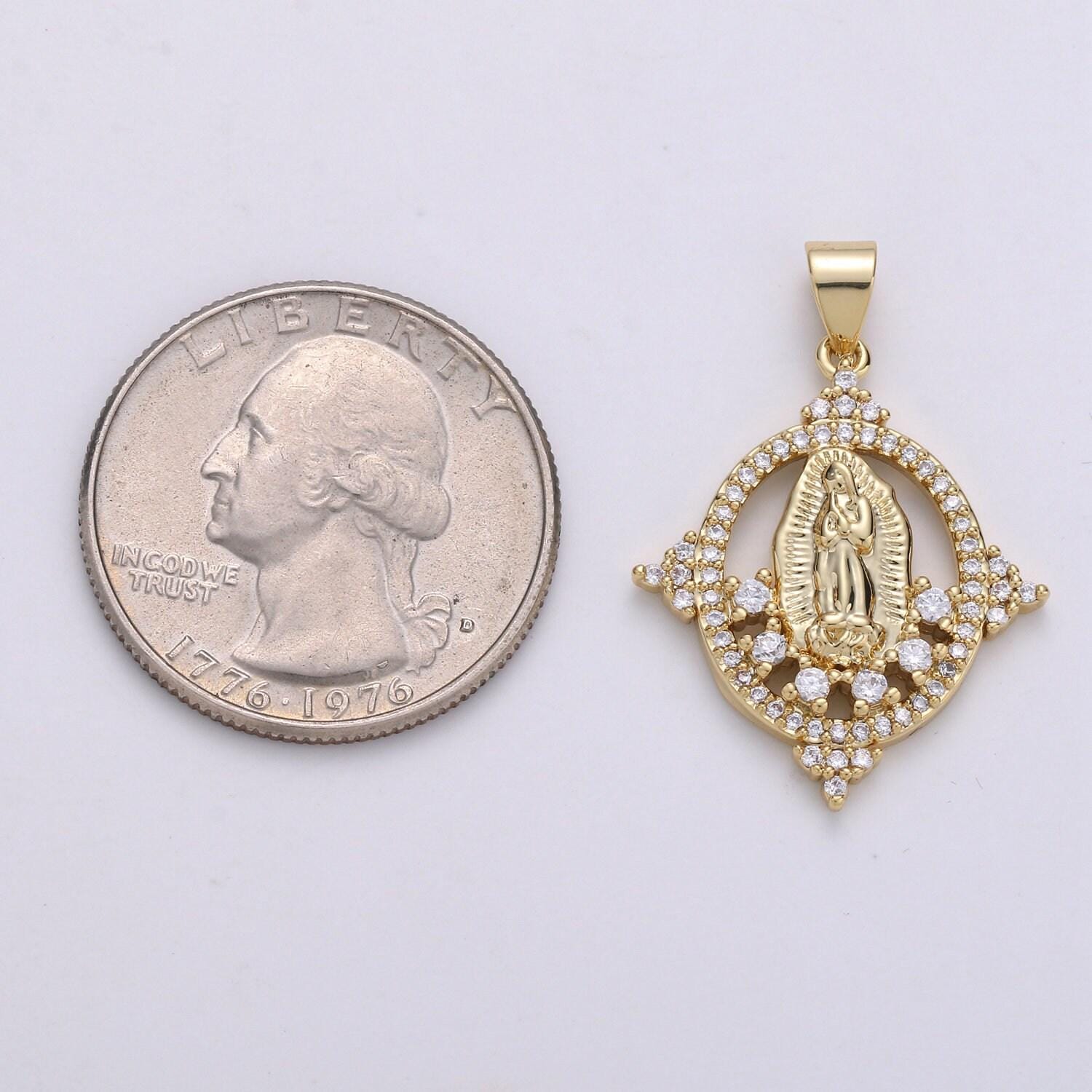 14k gold filled micro pave cz charm,bless mother virgin pendant,cluster cz pendant craft supplies for necklace bracelet jewelry making i-699