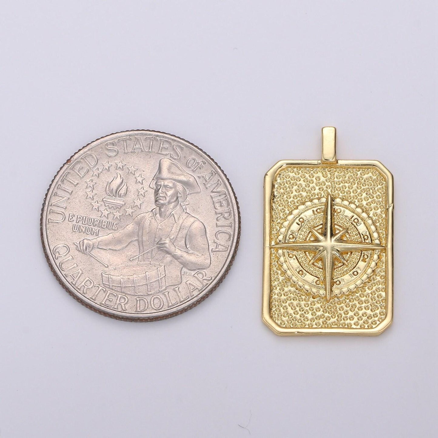 Tag charm 14k gold filled coin pendant, medallion charms, compass charms, military tag charm for necklace bracelet earring i-675