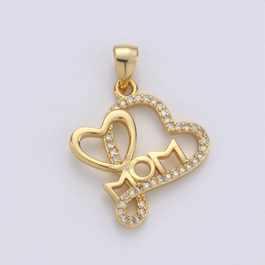 Dainty mom charm pendant, mother's day charms pendants, mom heart, 14k gold filled charm micro pave mom charm dangle pendant i-669