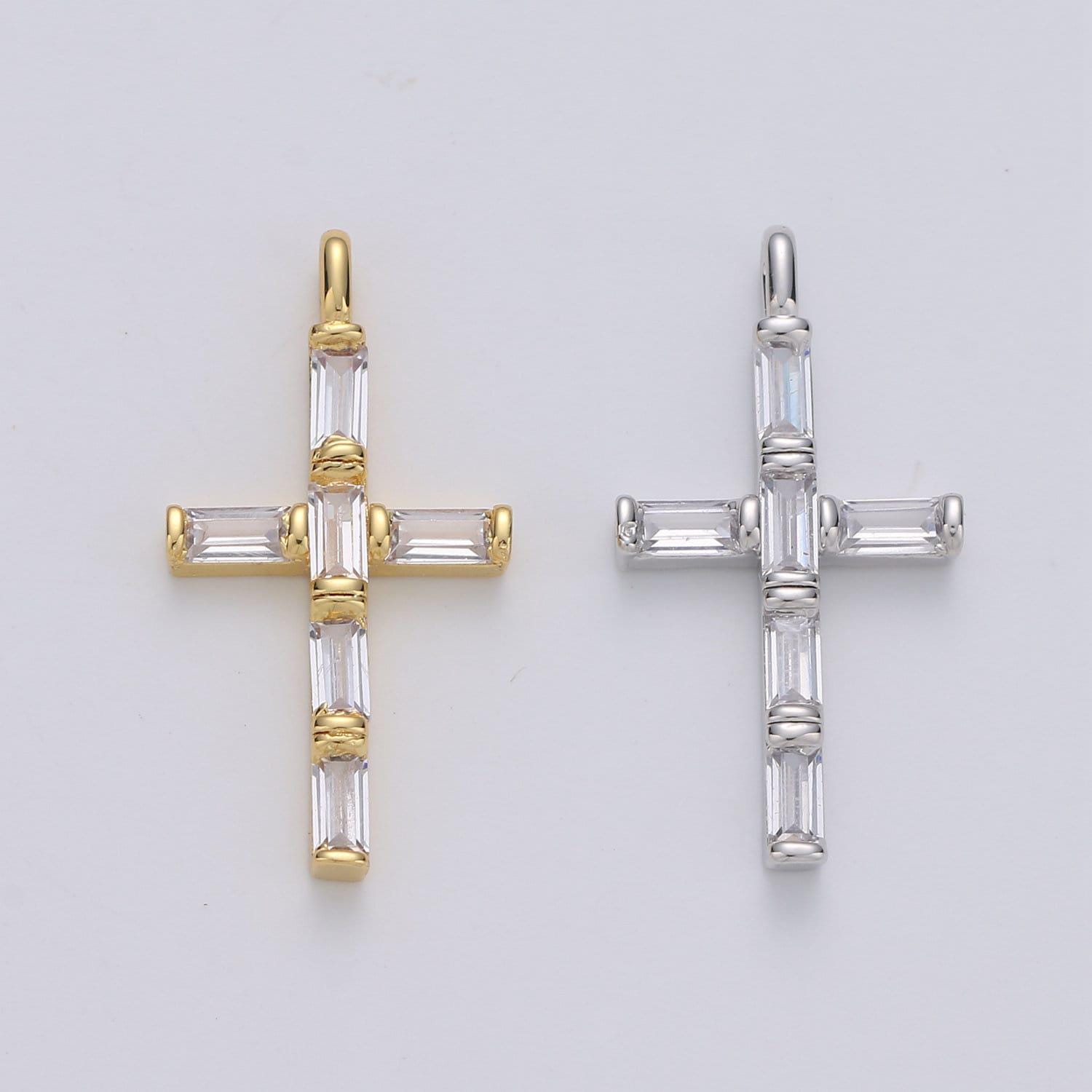 Cubic zirconia marquise navette crystal cross pendant charm chain necklace 14k gold filled cross charm religious jewelry i-657 i-658
