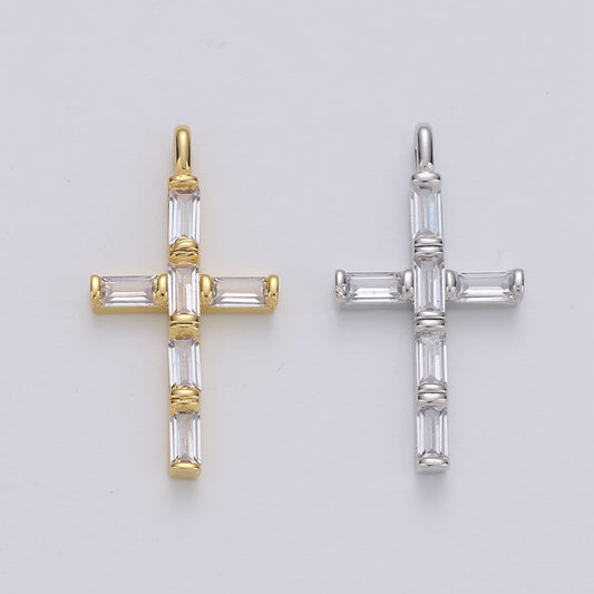 Cubic zirconia marquise navette crystal cross pendant charm chain necklace 14k gold filled cross charm religious jewelry i-657 i-658