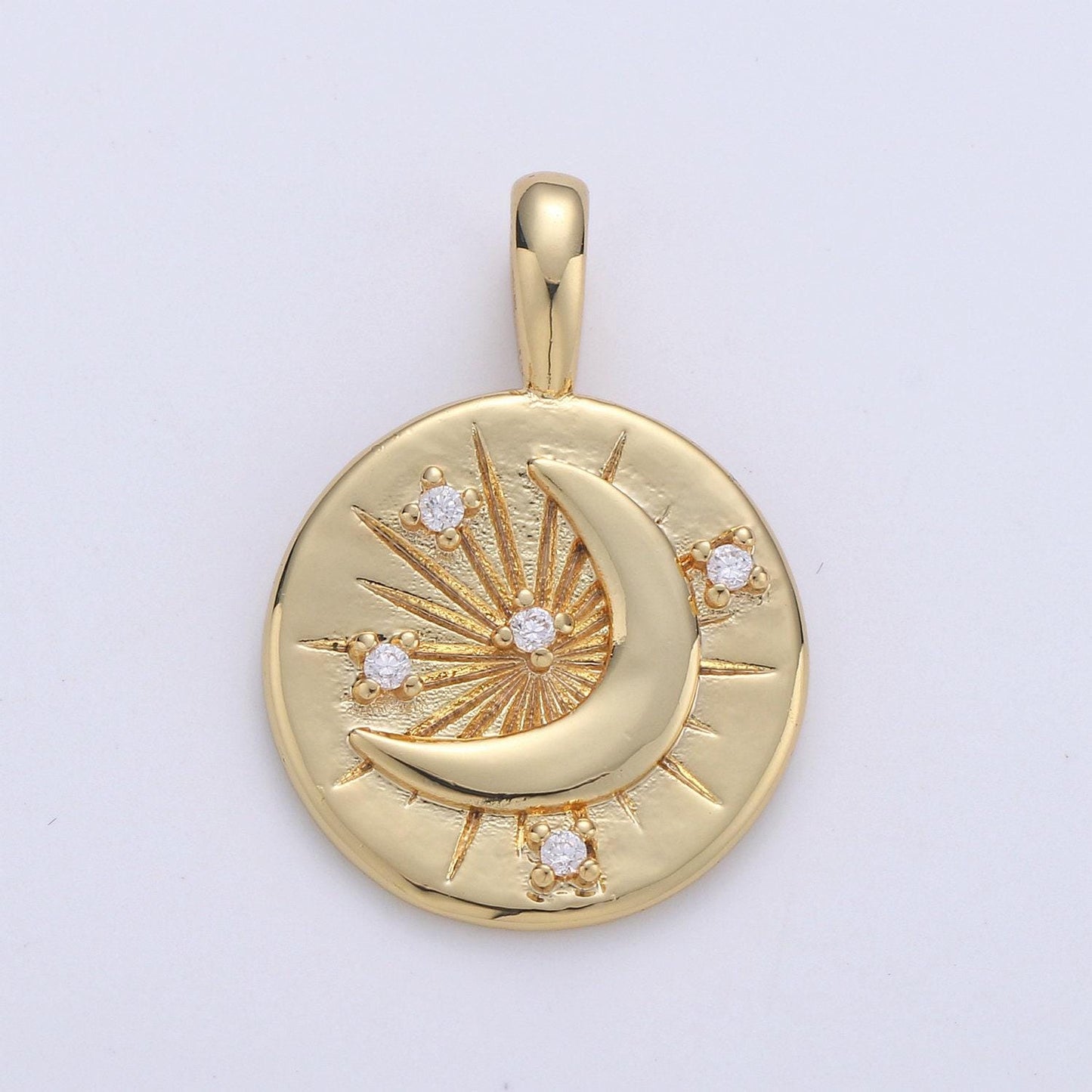 Celestial jewelry gold crescent moon charm double sides design jewelry making supply 24k gold findings, i-648