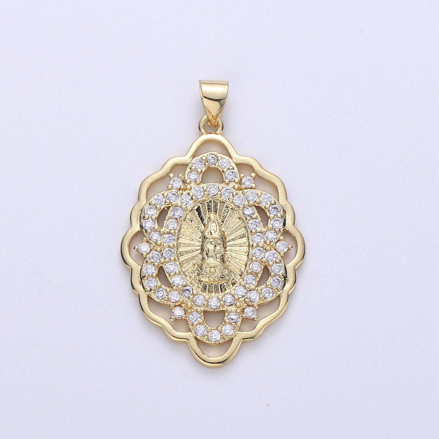 Gold medallion virgin mary pendant pendant round coin pendant in 24k gold filled religious jewelry charm pendant for necklace i-640