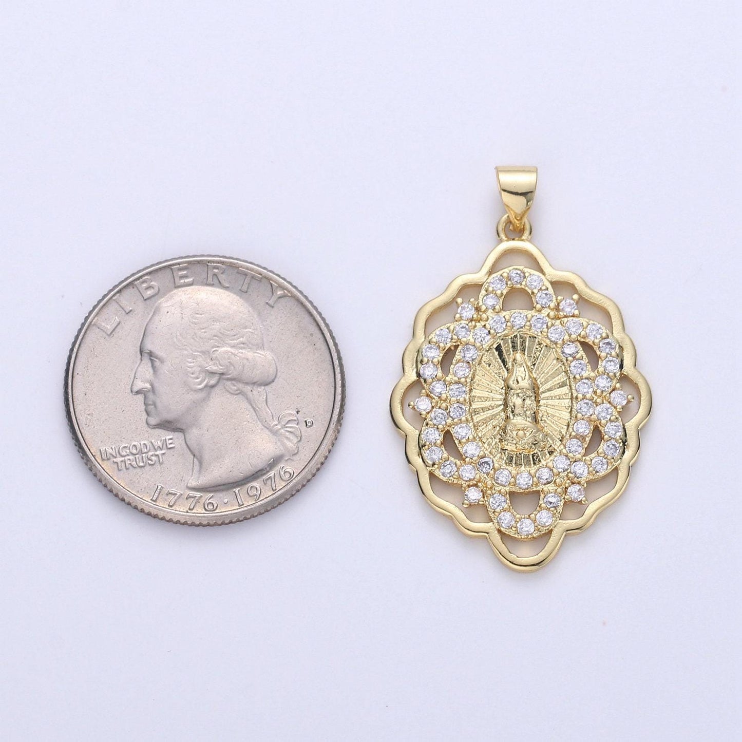 Gold medallion virgin mary pendant pendant round coin pendant in 24k gold filled religious jewelry charm pendant for necklace i-640