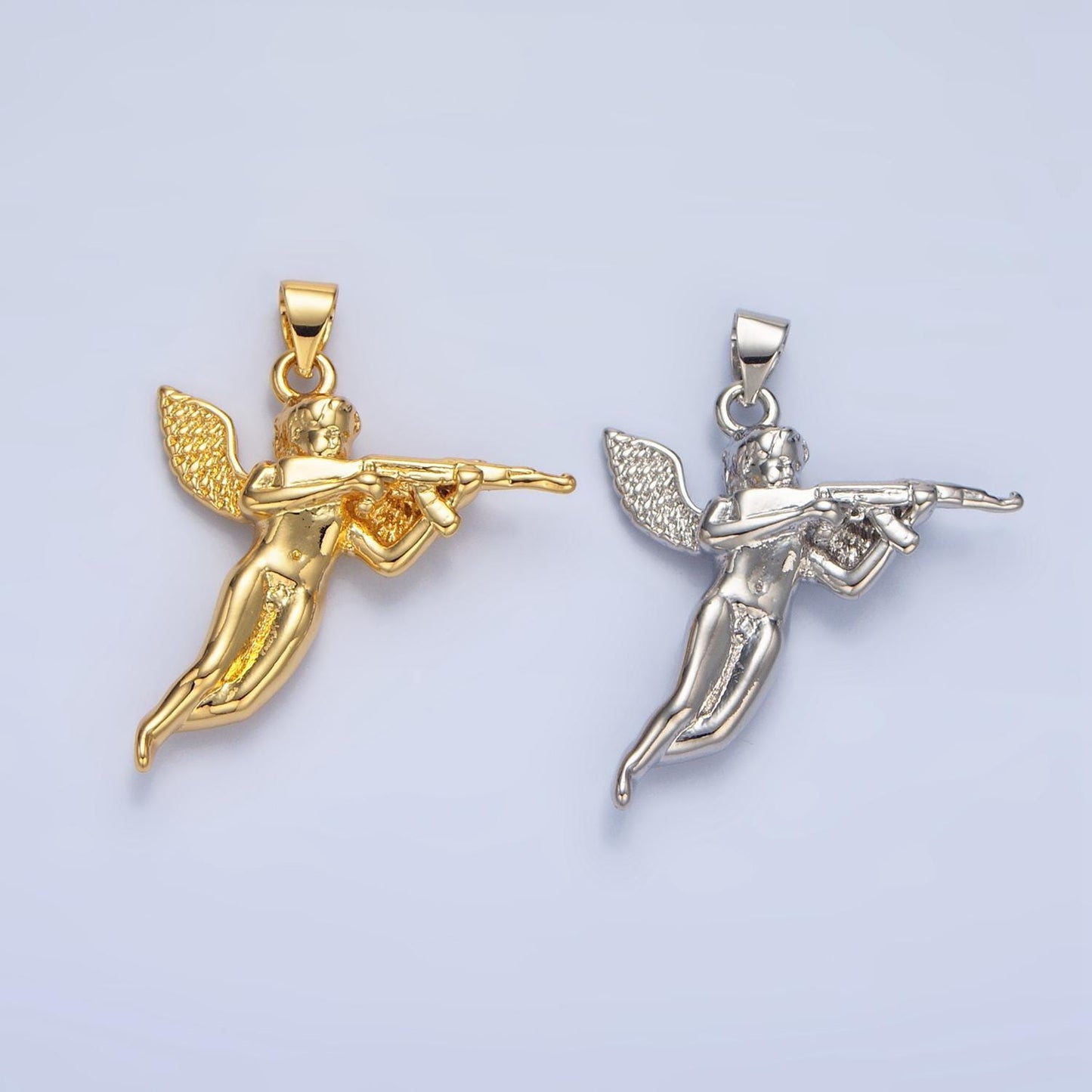 24k gold filled angel big wing pendant in gold & silver | i628