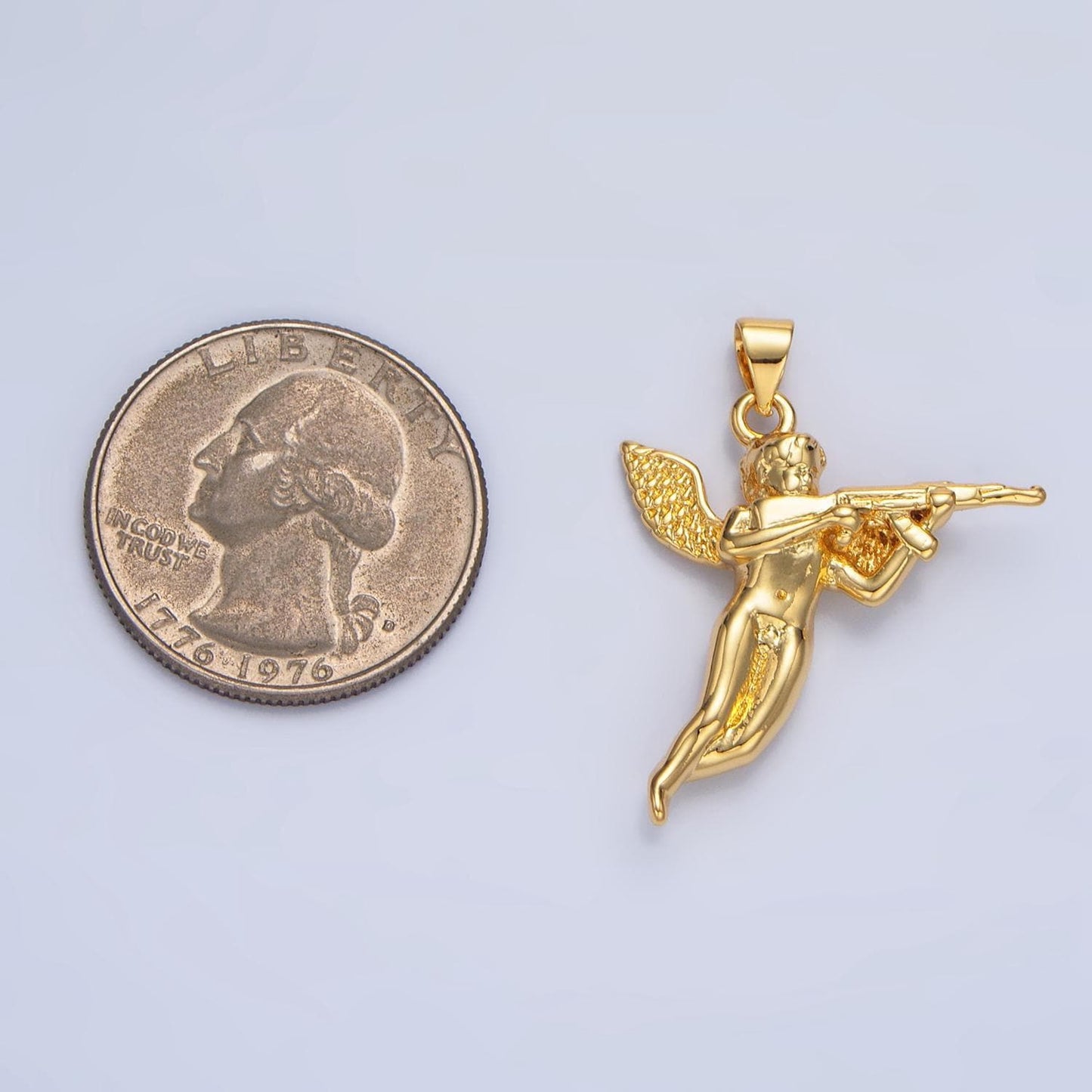 24k gold filled angel big wing pendant in gold & silver | i628