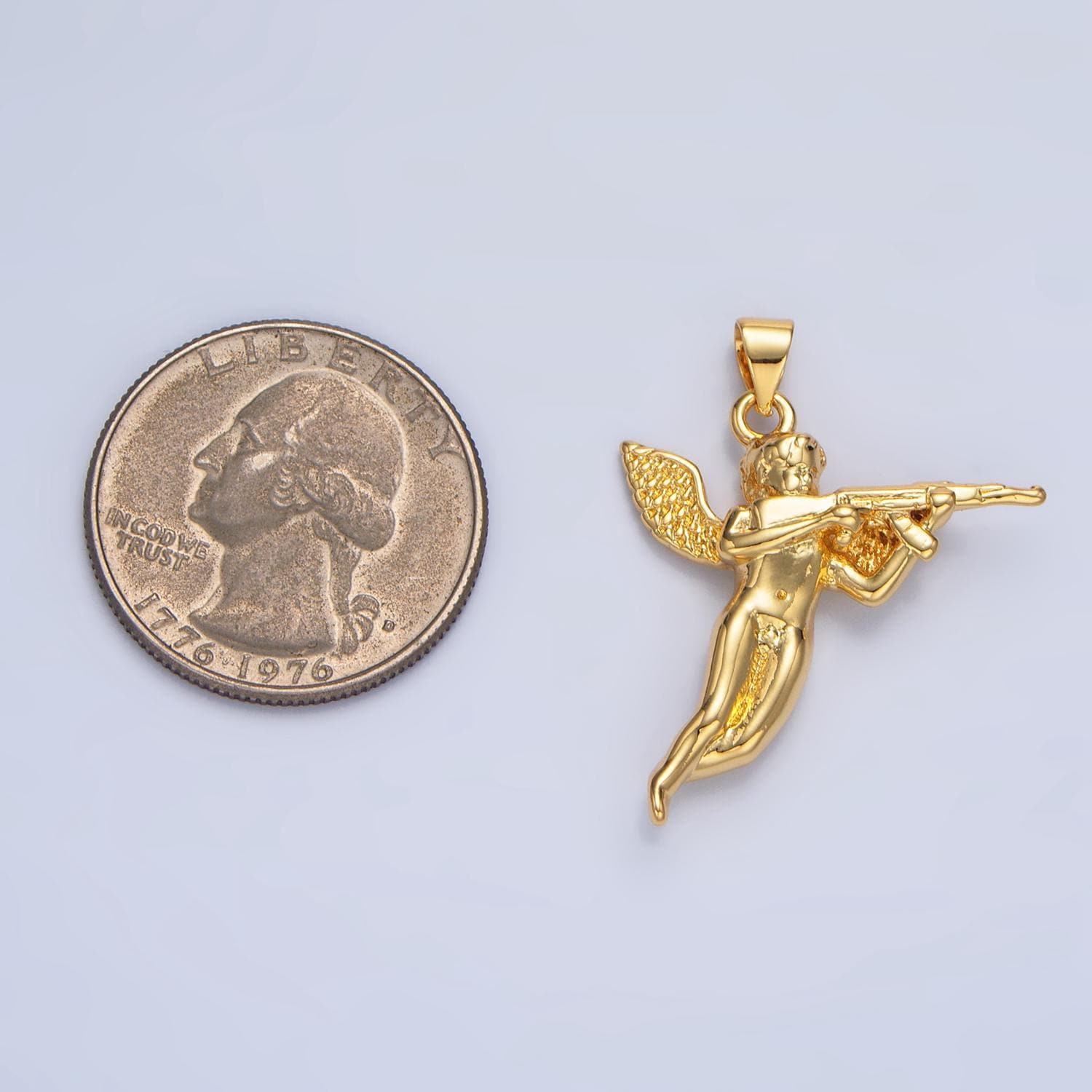 24k gold filled angel big wing pendant in gold & silver | i628