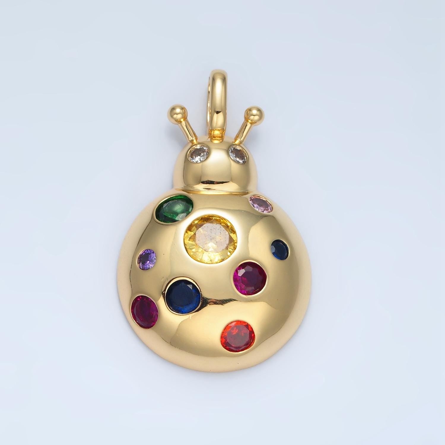14k gold filled 34mm lady bug charm insect animal cz charm | i593