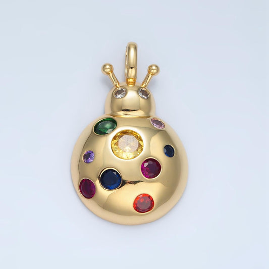 14k gold filled 34mm lady bug charm insect animal cz charm | i593