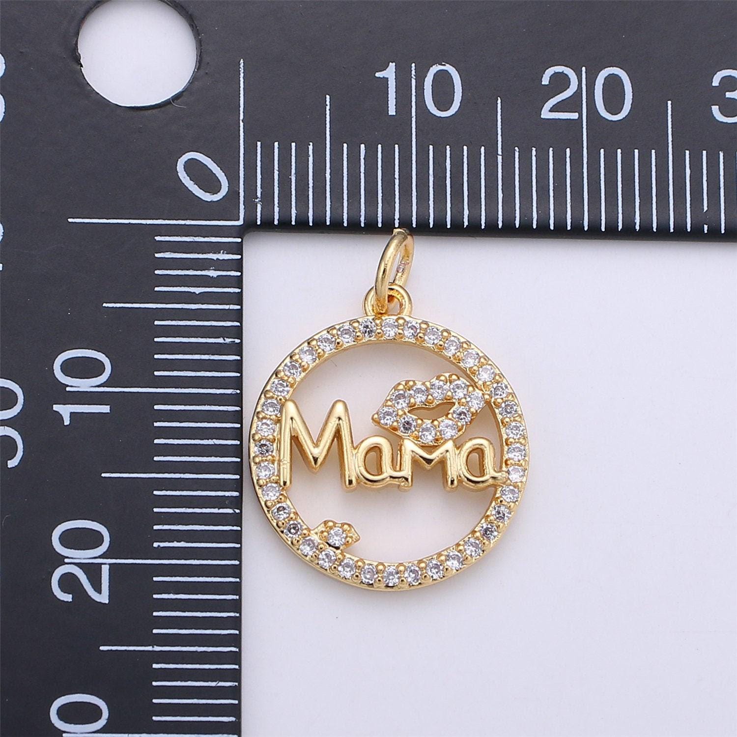 24k gold fill micro pave mother charm -mama necklace charm-mother necklace pendant - mother's day gifts - mama letter necklace pendant i-563