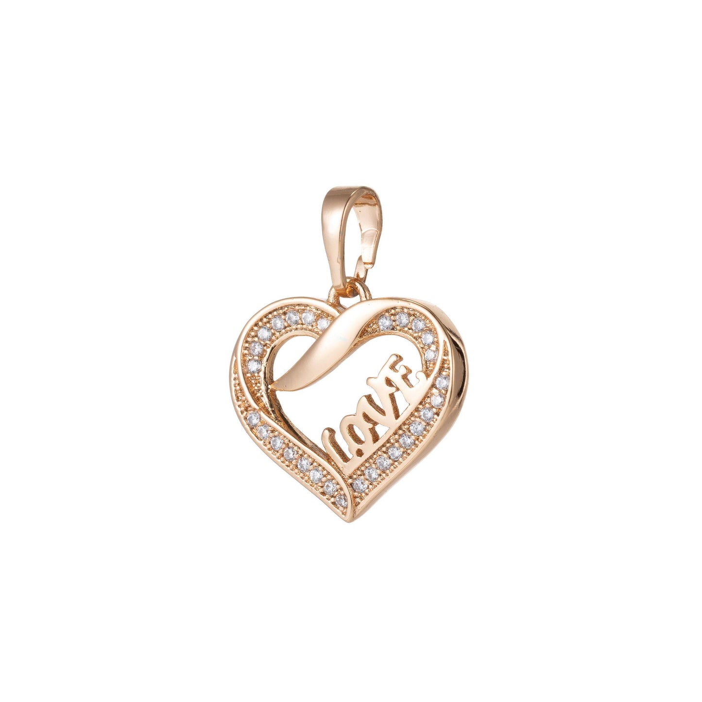 18k gold filled micro pave cz heart pendant charm, love heart micro pave cz pendant charm, gold filled pendant, for diy jewelry i-494 i-537