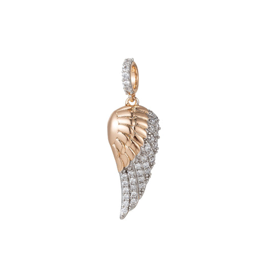 1pc white gold micro pave cz angel wing pendant charm, micro pave cz wing pendant charm, white pendant, for diy jewelry,pdgf-1449, 1322