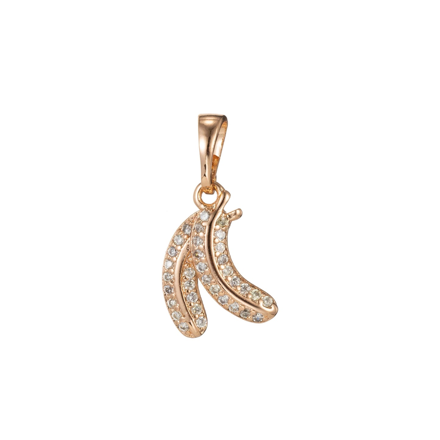 18k gold filled micro pave cz banana pendant charm, white gold filled fruit pendant for diy jewelry i-426 i-489