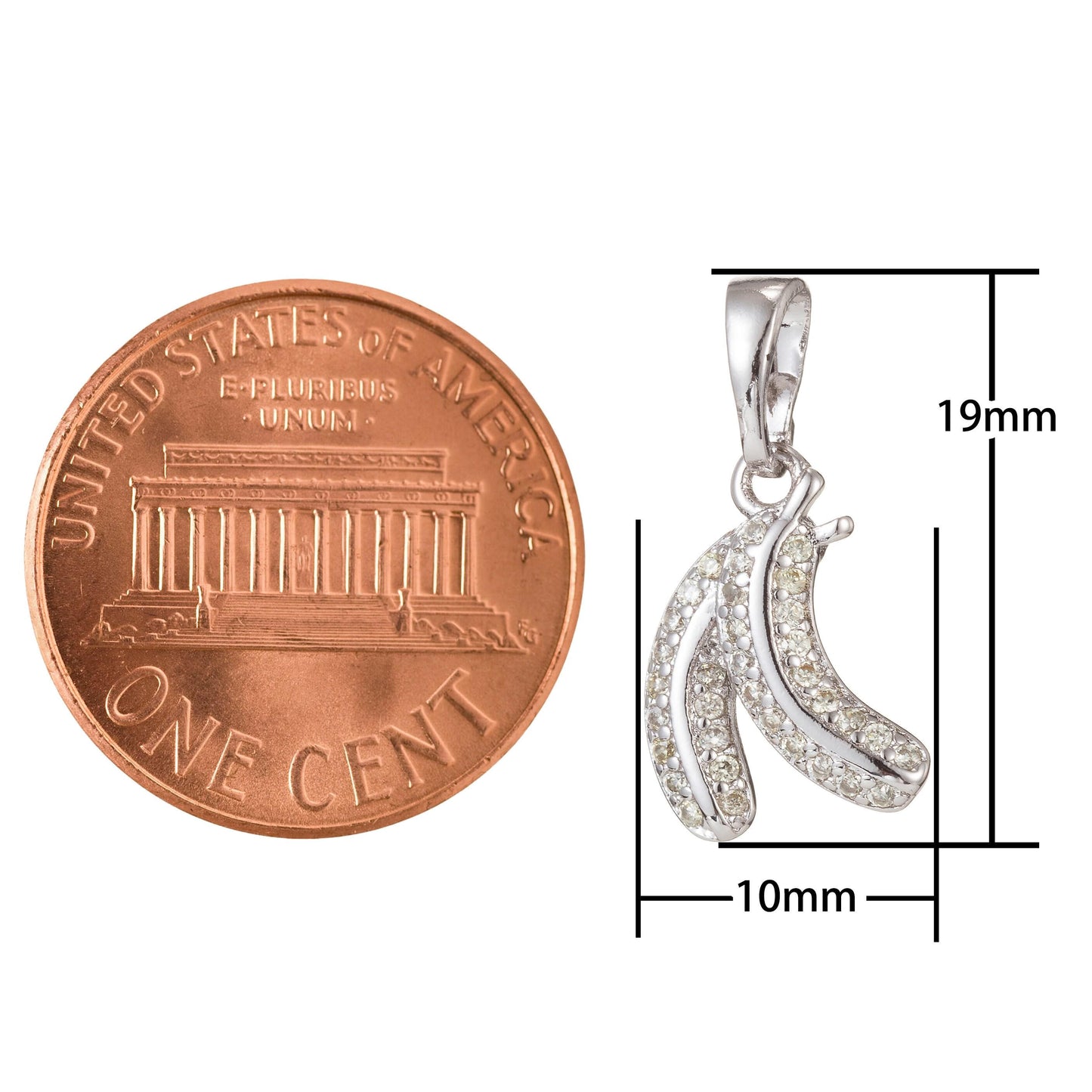 18k gold filled micro pave cz banana pendant charm, white gold filled fruit pendant for diy jewelry i-426 i-489
