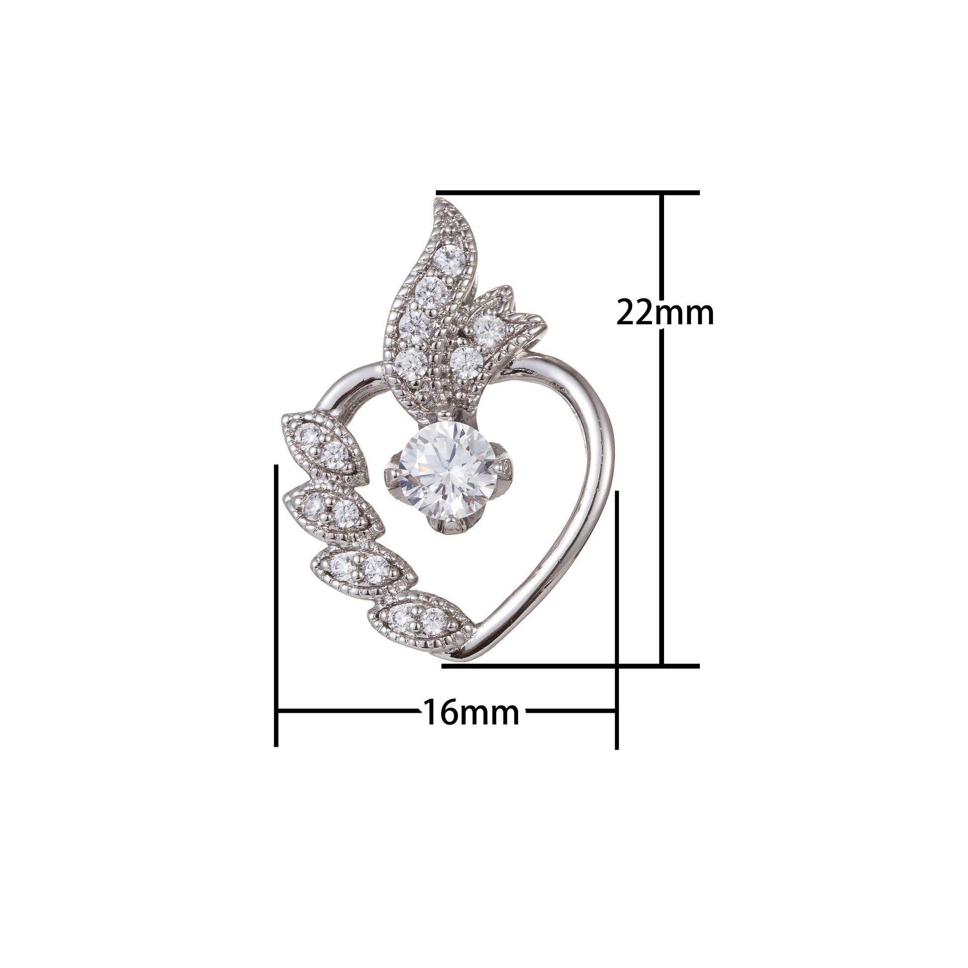 Silver cubic zirconial heart pendants i-478