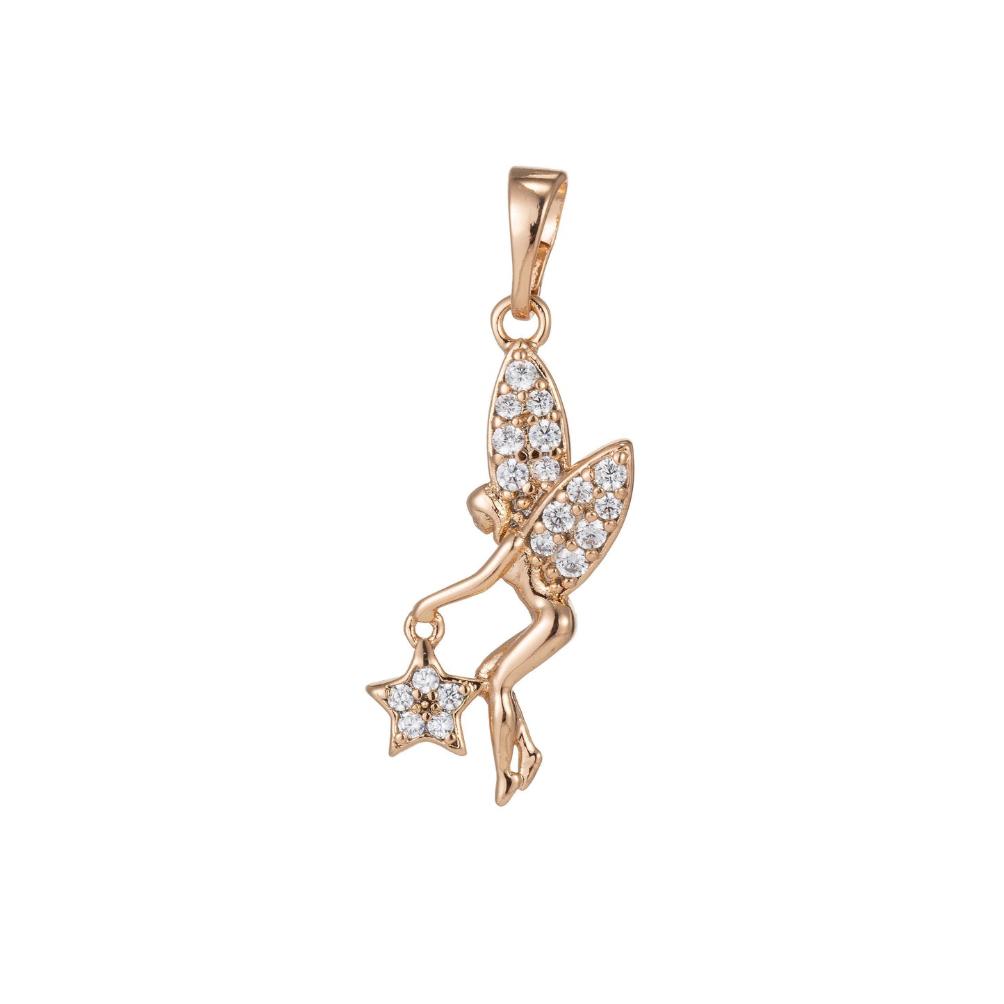 1pc gold micro pave cz fairy pendant charm, micro pave cz fairy pendant charm, pendant, for diy jewelry making, i-414, i-462, i-398