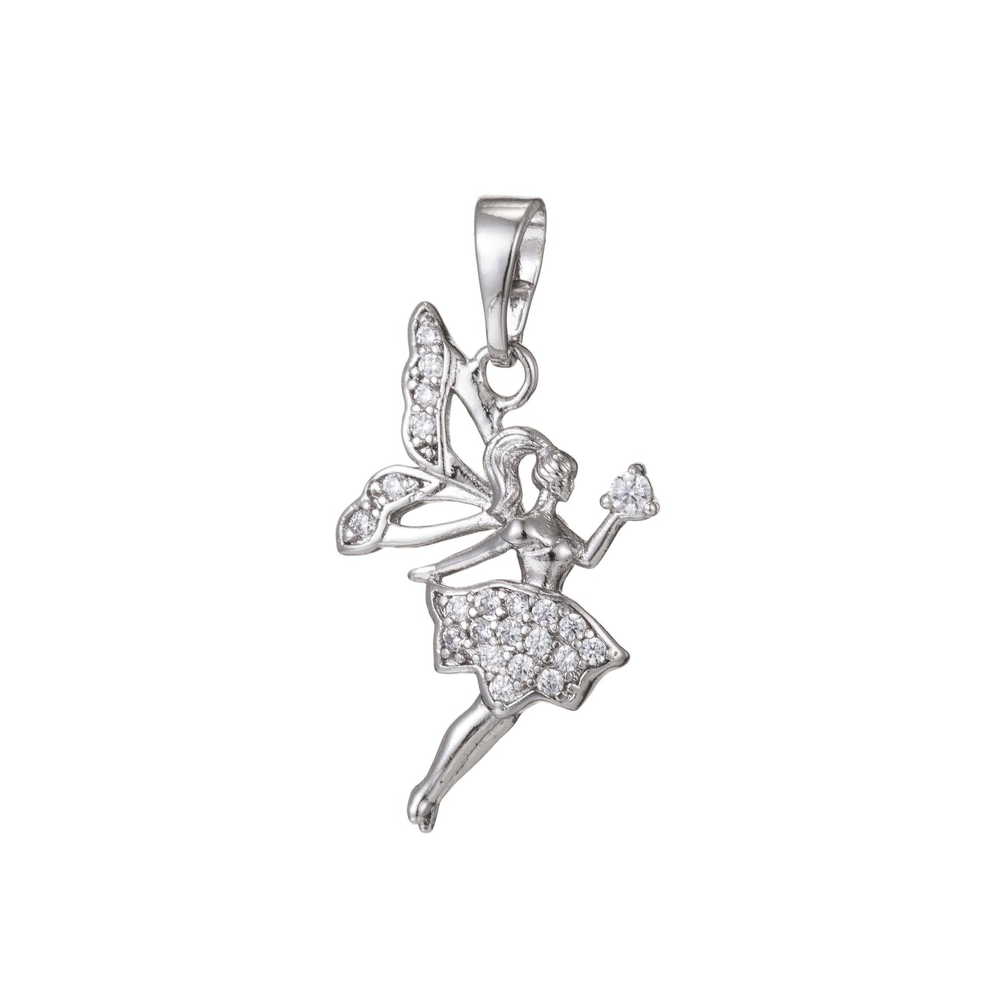 1pc gold micro pave cz fairy pendant charm, micro pave cz fairy pendant charm, pendant, for diy jewelry making, i-414, i-462, i-398