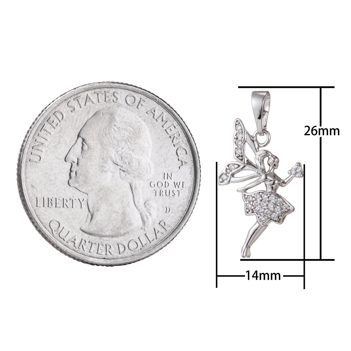 1pc gold micro pave cz fairy pendant charm, micro pave cz fairy pendant charm, pendant, for diy jewelry making, i-414, i-462, i-398
