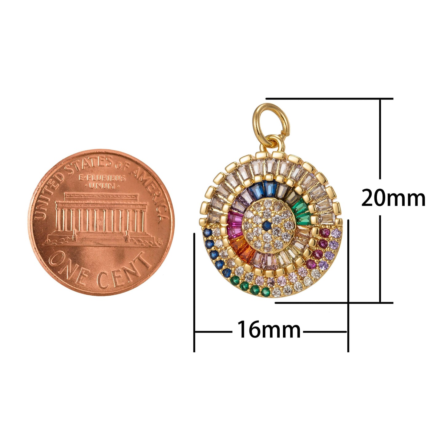 Dainty round charm cz micro pave, disc charm, multi color pave charm , dainty charms, cubic zirconia bracelet earring necklace charm i-442