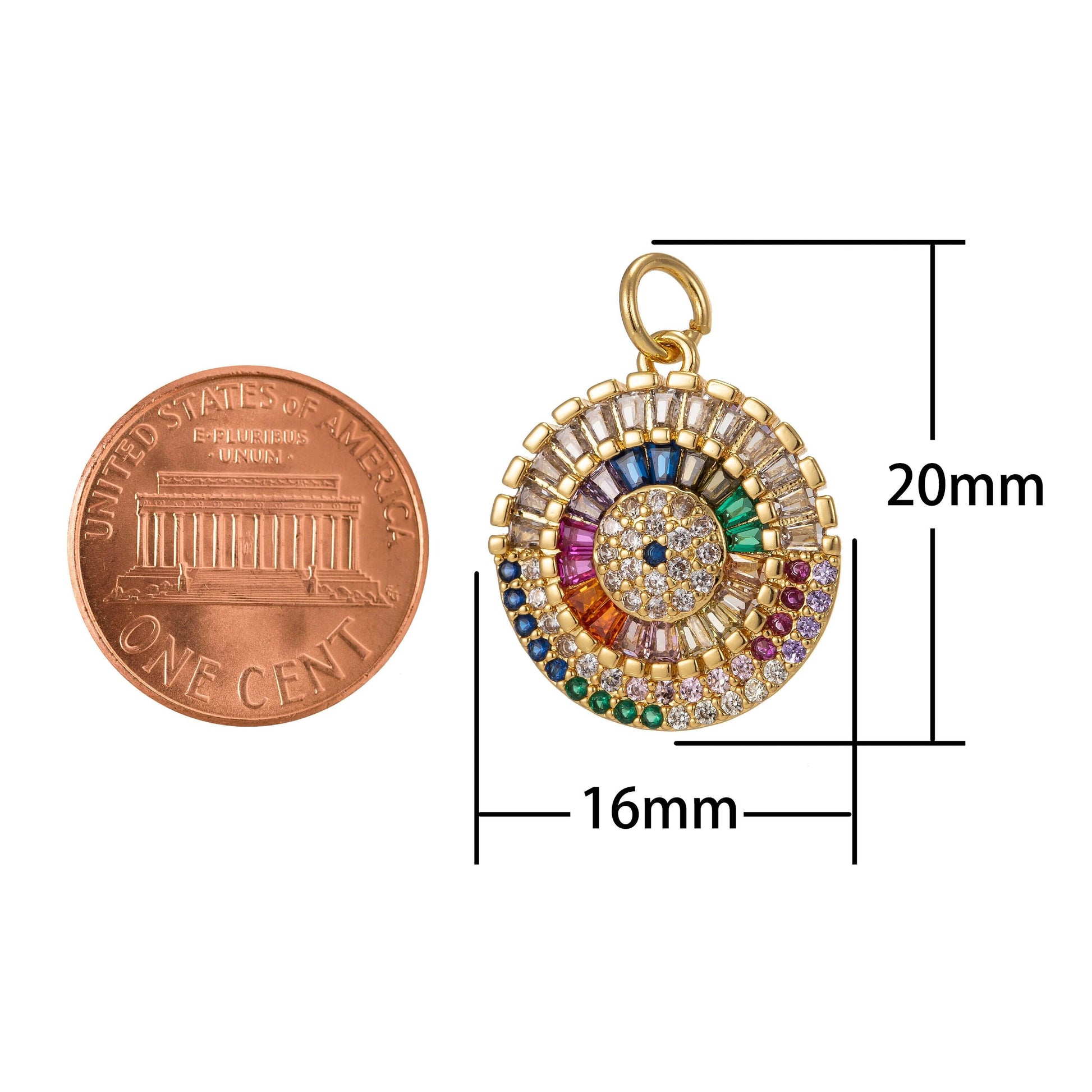 Dainty round charm cz micro pave, disc charm, multi color pave charm , dainty charms, cubic zirconia bracelet earring necklace charm i-442