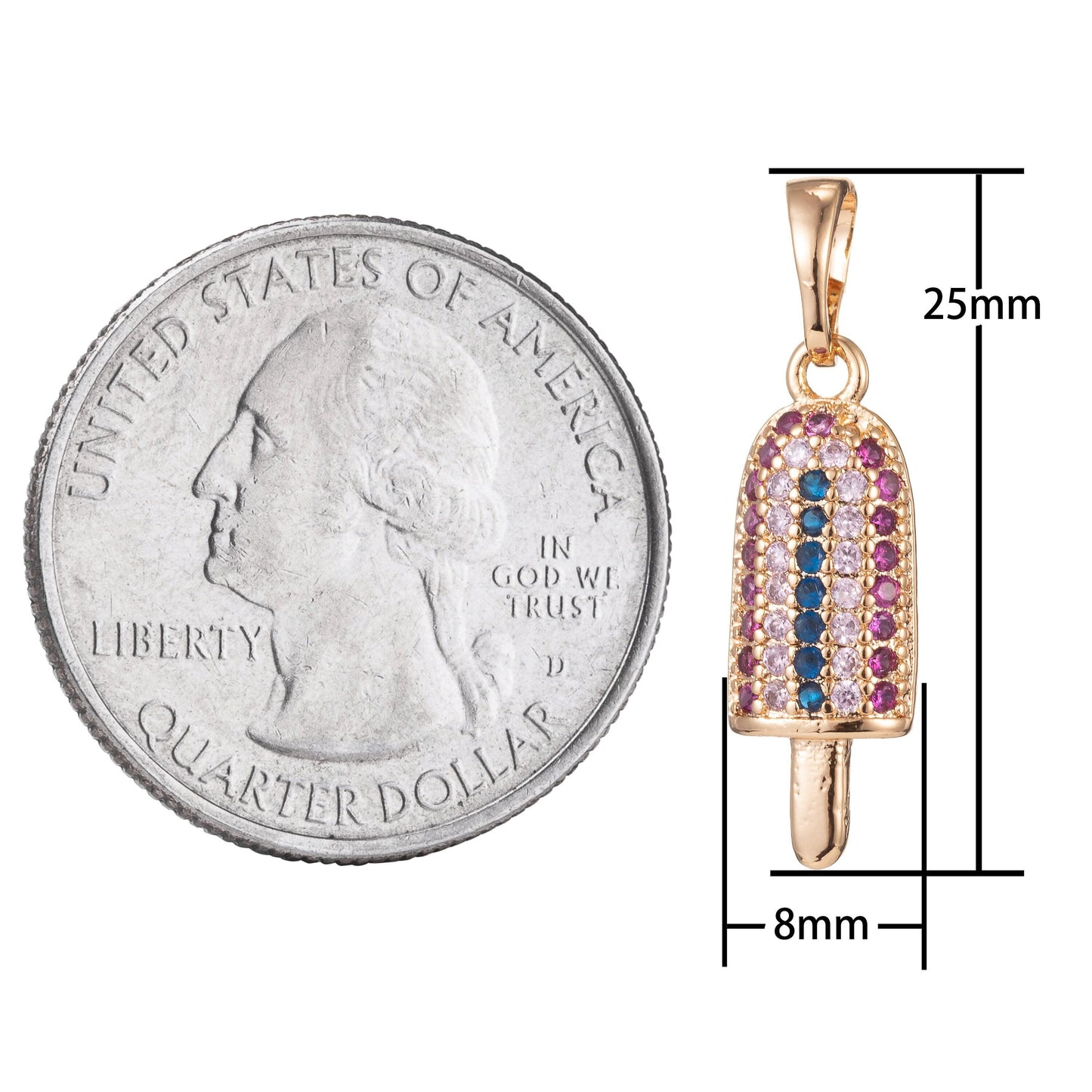 1pc 18k gold micro pave cz popsicle pendant charm, ice pop pendant charm, desert pendant, for diy jewelry making,pd-1365