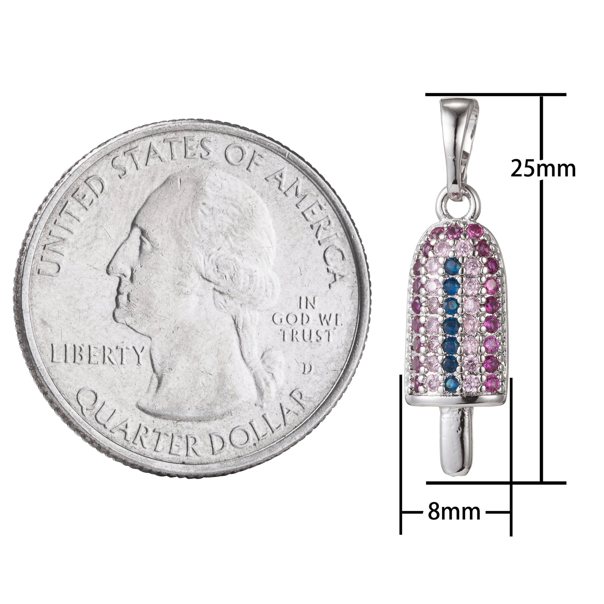 1pc 18k gold micro pave cz popsicle pendant charm, ice pop pendant charm, desert pendant, for diy jewelry making,pd-1365
