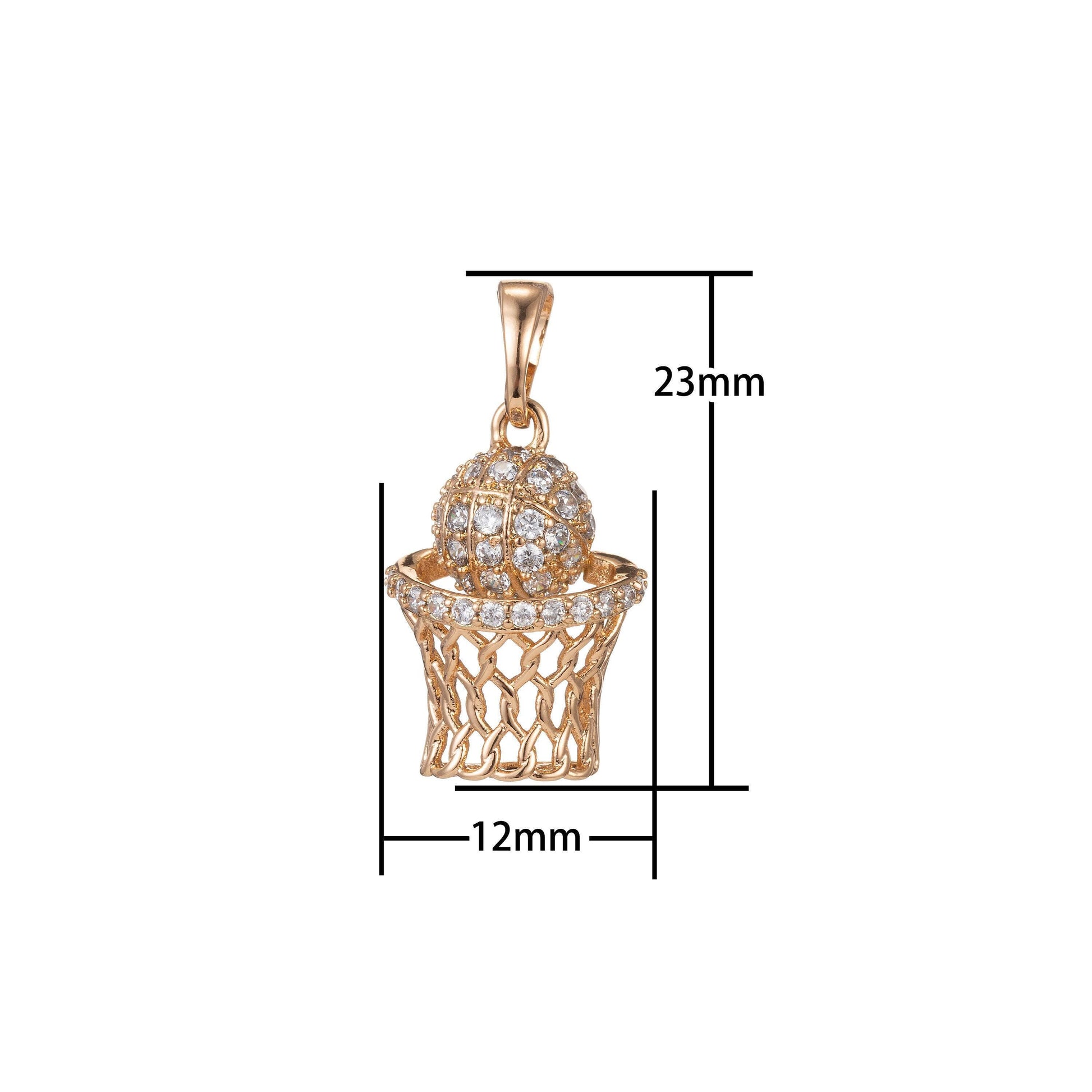 1pc 18k gold micro pave cz basketball pendant charm,micro pave cz slam dunk pendantcharm pendant for diy jewelrypdgf-1351