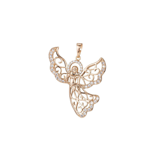 1pc 18k gold micro pave cz angel pendant charm, micro pave cz pendant charm, angel pendant, for diy jewelry,pdgf-1339
