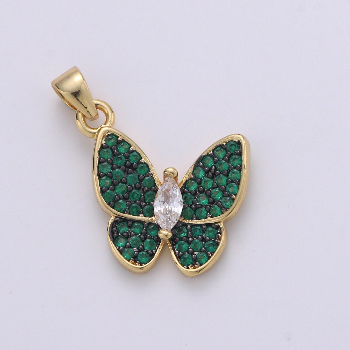 14k gold filled charm dainty cubic butterfly pendant, bracelet charm, necklace pendant, micro pave animal jewelry supply i-375~i-378