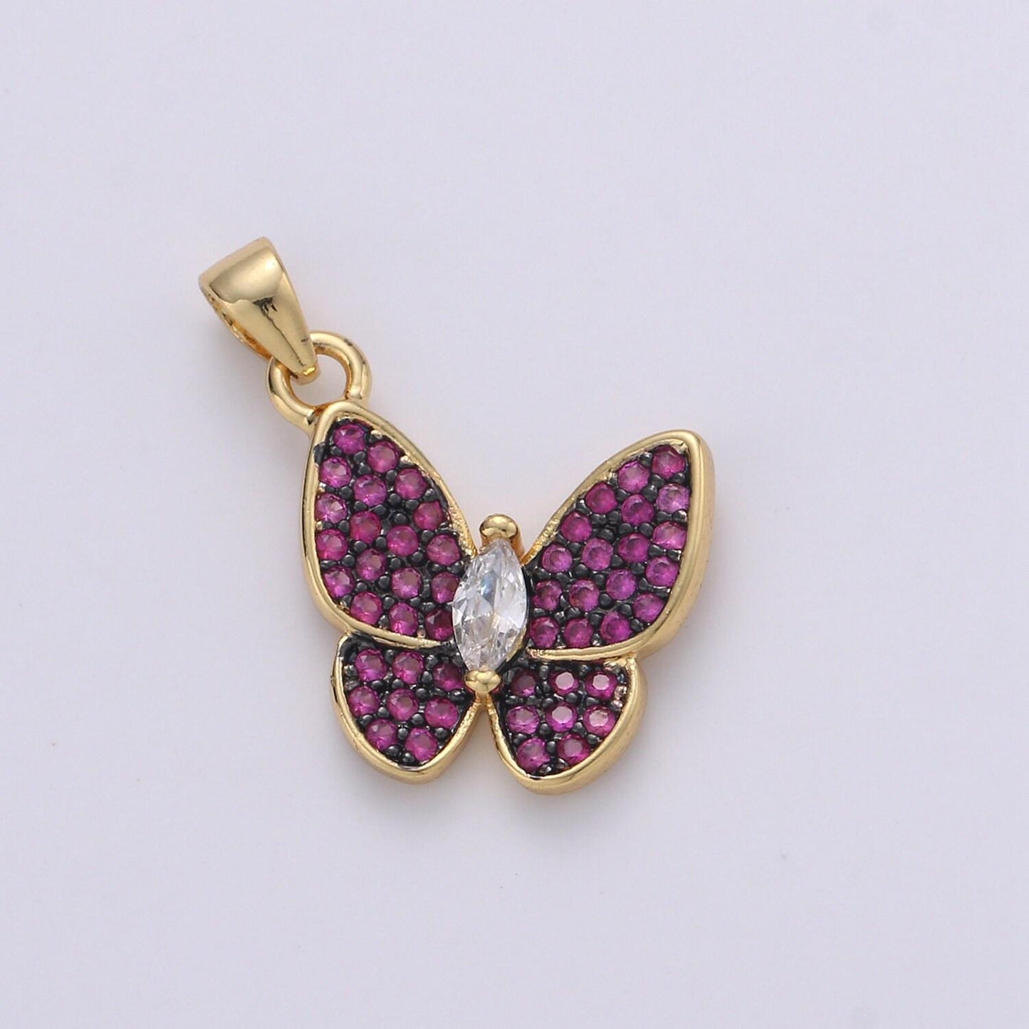 14k gold filled charm dainty cubic butterfly pendant, bracelet charm, necklace pendant, micro pave animal jewelry supply i-375~i-378