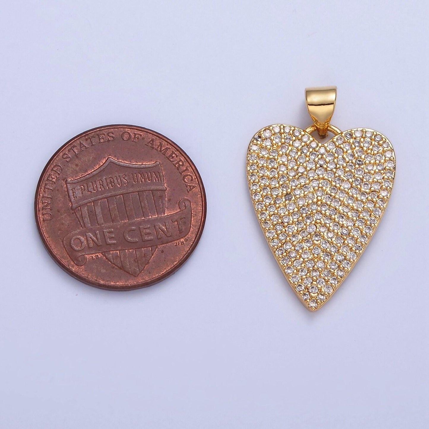 24k gold filled clear micro pave cubic zirconia heart pendant, gold cz stone heart charm for bracelet necklace supply | i-334