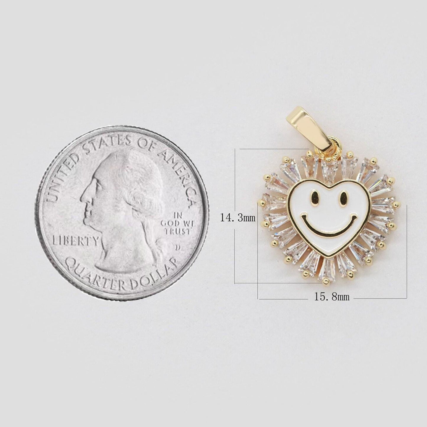 Heart smile face charm cubic happy face pendant for necklace earring component enamel y2k jewelry trend white teal pink blue i247