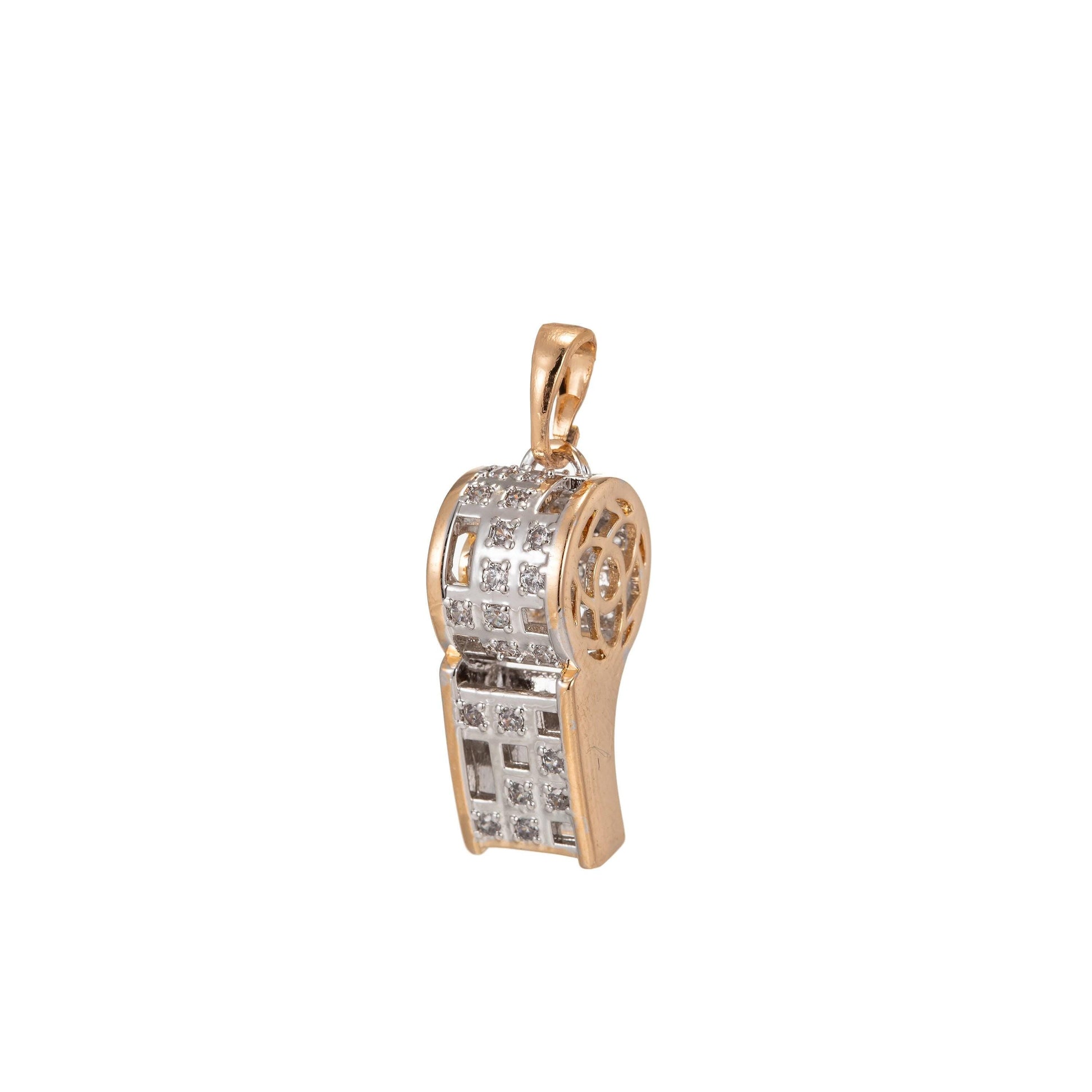 18k gold filled whistle charm micro pave pendant findings for necklace component jewelry making supplies i-213