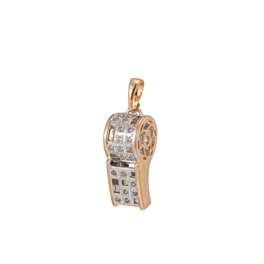 18k gold filled whistle charm micro pave pendant findings for necklace component jewelry making supplies i-213