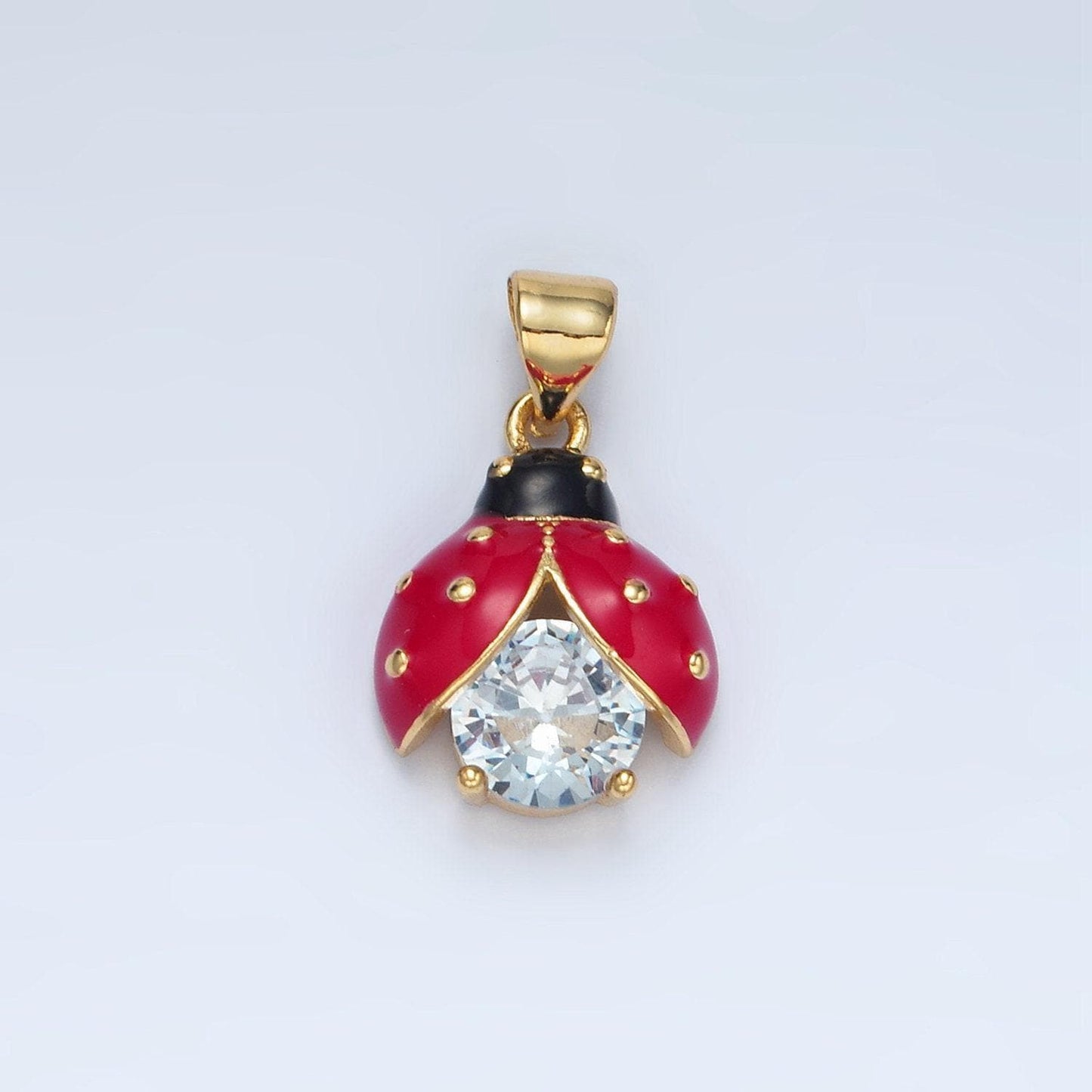 24k gold filled red enamel ladybug insect animal minimalist charm | i185