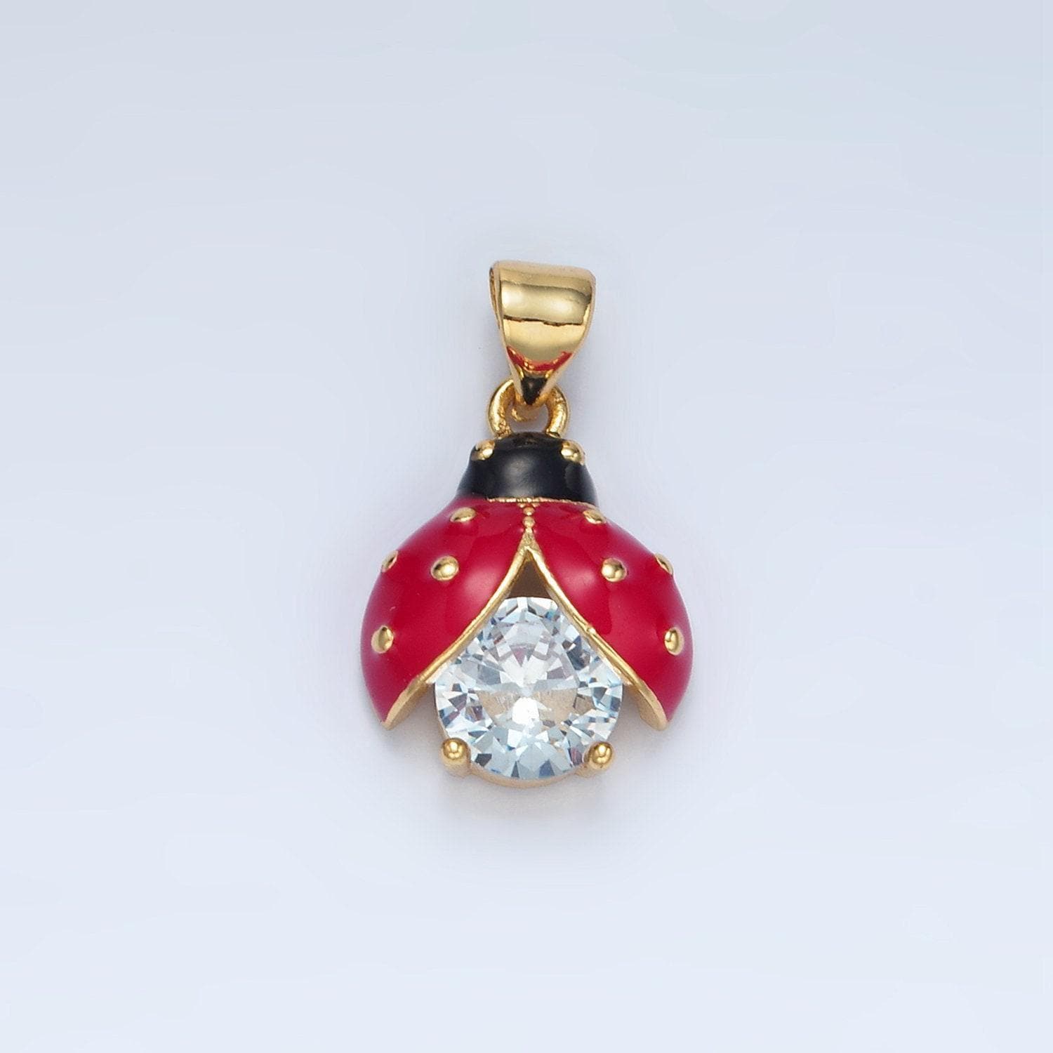 24k gold filled red enamel ladybug insect animal minimalist charm | i185