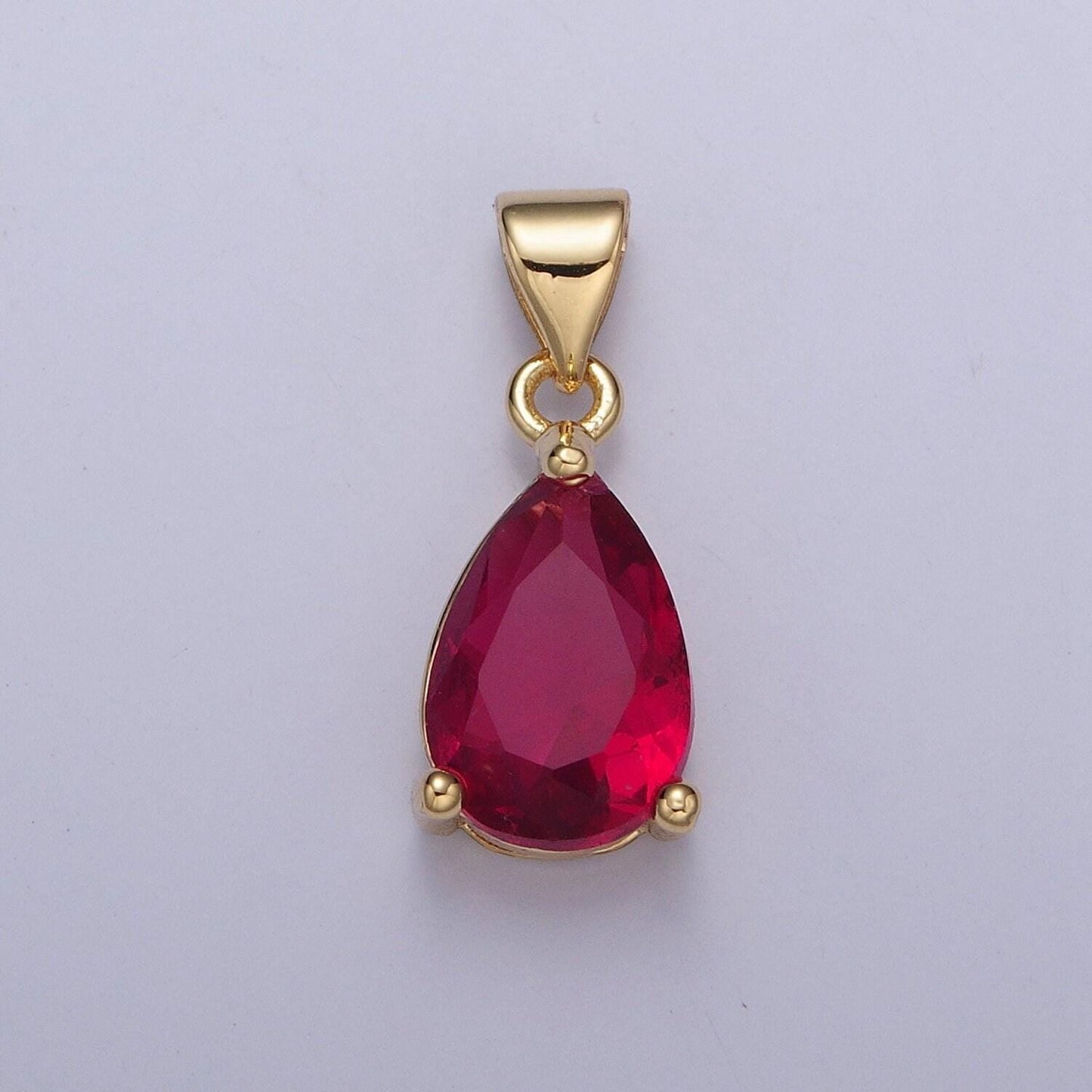 24k gold dainty gemstones multicolor tear drop charm cubic colored stone