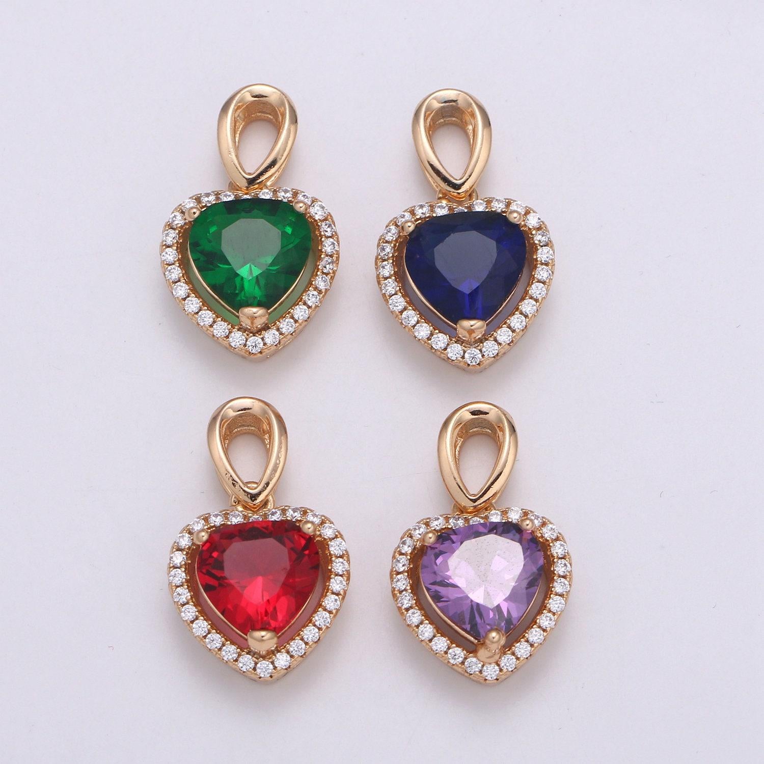 Dainty gold fill heart pendant micro pave heart charm for necklace pendant layer statement necklace be my valentine jewelry i-132