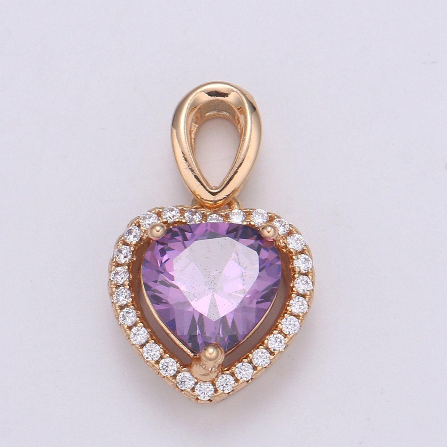 Dainty gold fill heart pendant micro pave heart charm for necklace pendant layer statement necklace be my valentine jewelry i-132