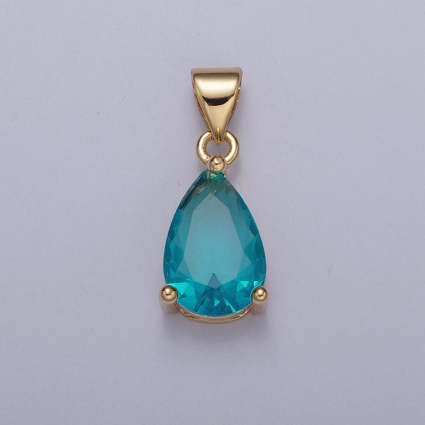 24k gold dainty gemstones multicolor tear drop charm cubic colored stone