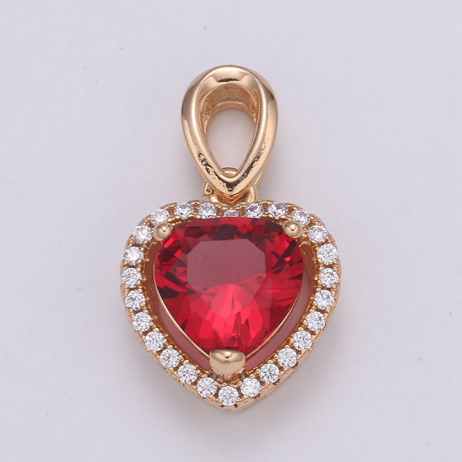 Dainty gold fill heart pendant micro pave heart charm for necklace pendant layer statement necklace be my valentine jewelry i-132