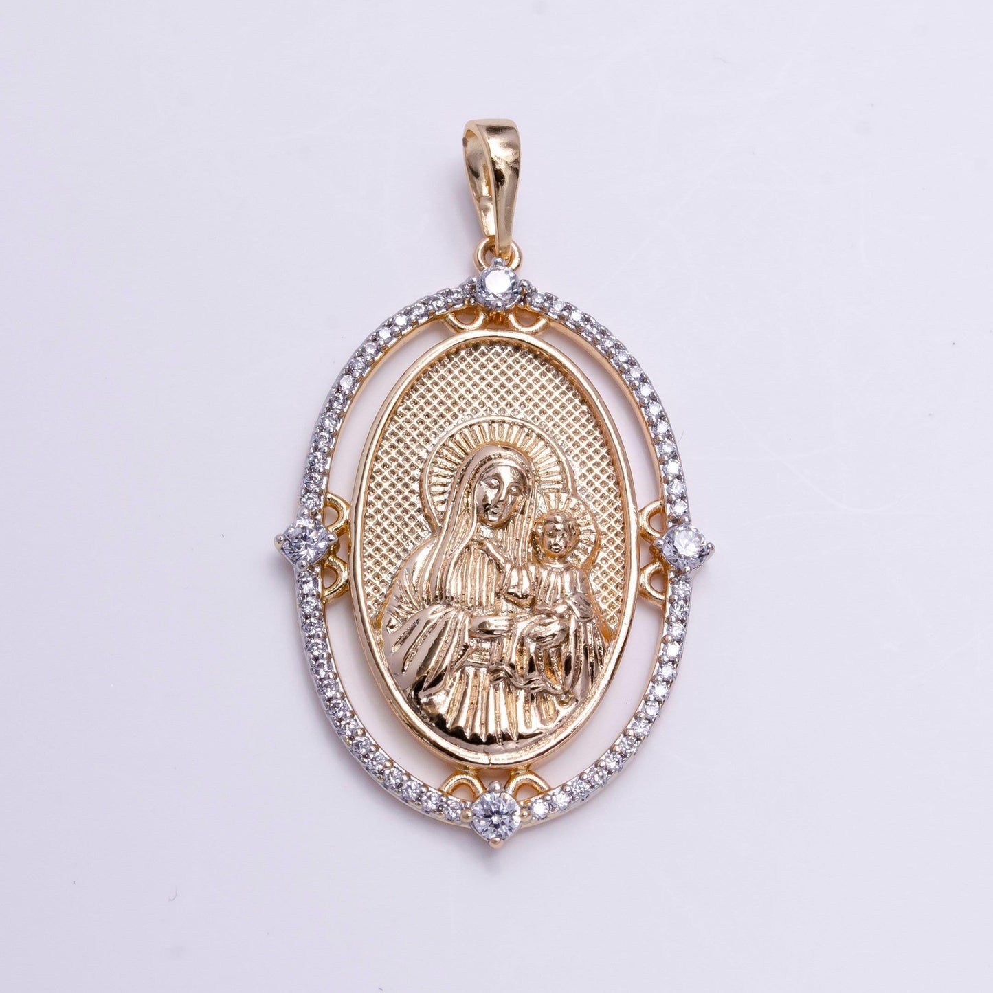 18k gold fill virgin mary pendant mother mary vintage design pendant cubic zircon micro pave charm religious pendant charms i-140