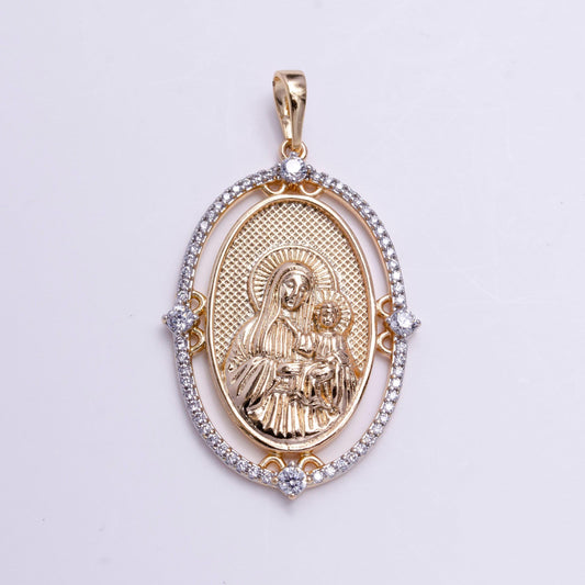 18k gold fill virgin mary pendant mother mary vintage design pendant cubic zircon micro pave charm religious pendant charms i-140