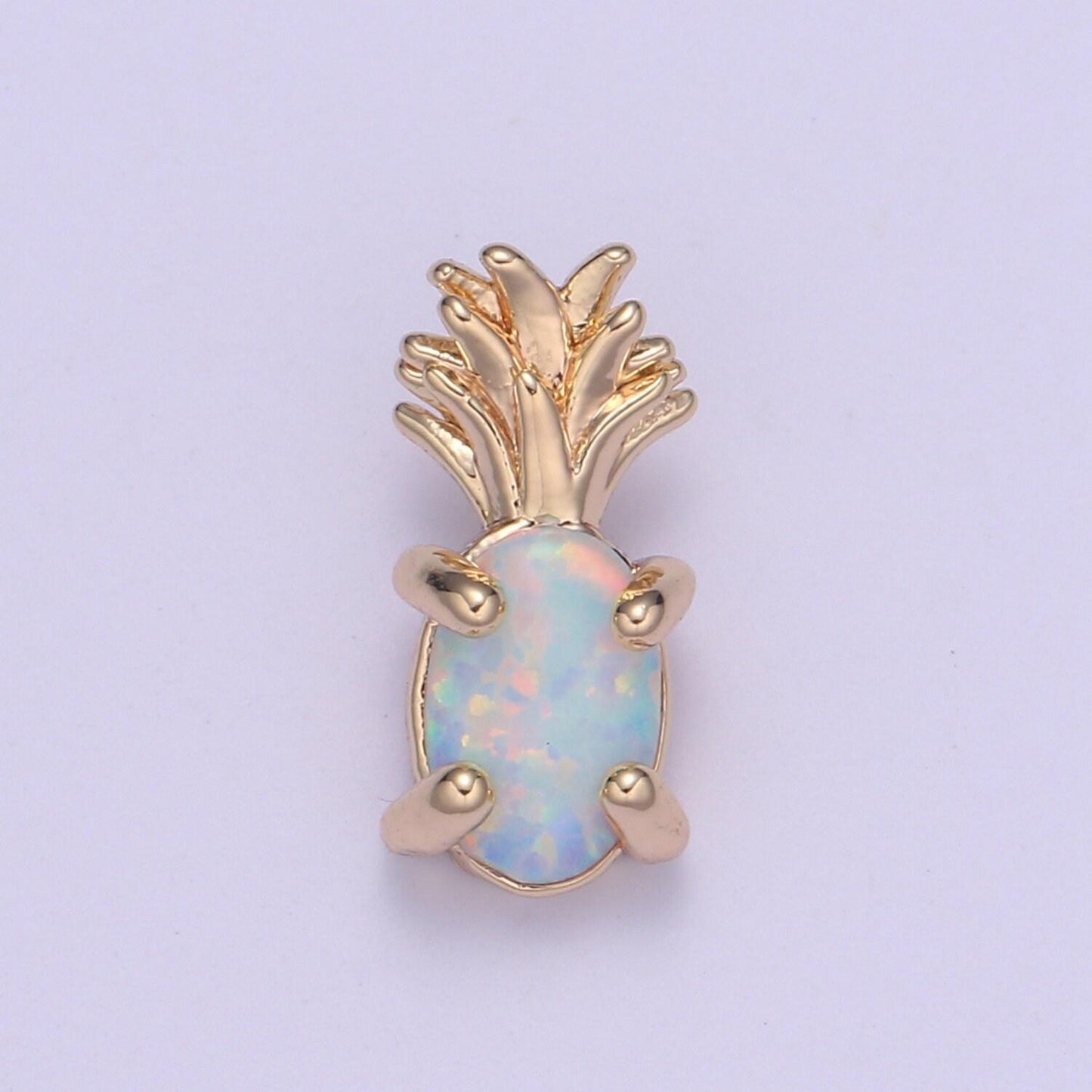 1x mini opal pineapple charm, dainty gold plated charm dainty charm bracelet earring necklace supplies, jewelry making blue pink white i099