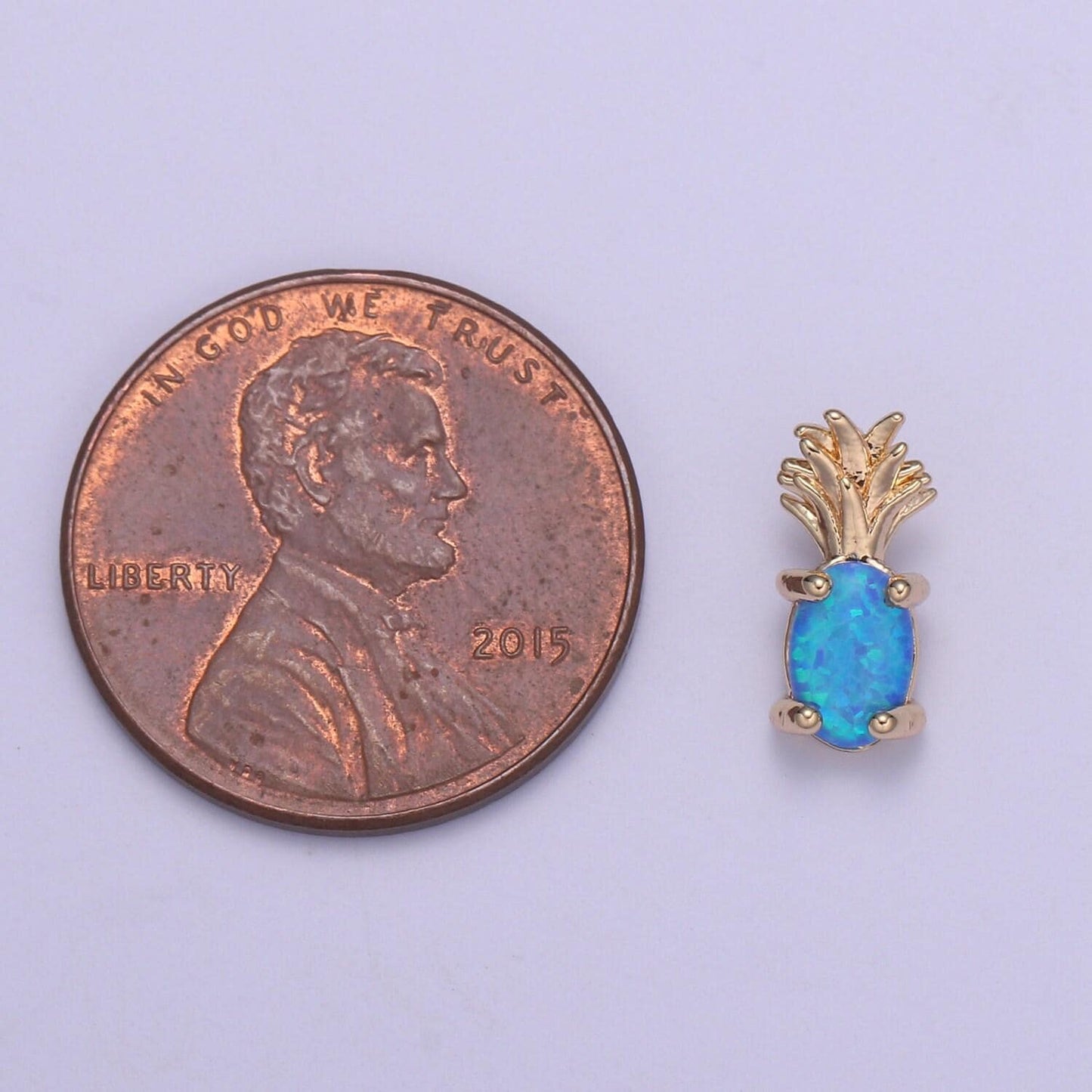 1x mini opal pineapple charm, dainty gold plated charm dainty charm bracelet earring necklace supplies, jewelry making blue pink white i099